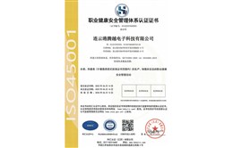 腾越ISO45001职业健康安全管理体系认证证书